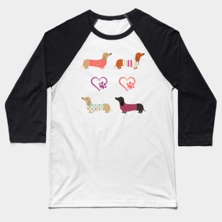 Cute Dachshund Sticker Pack Baseball T-Shirt